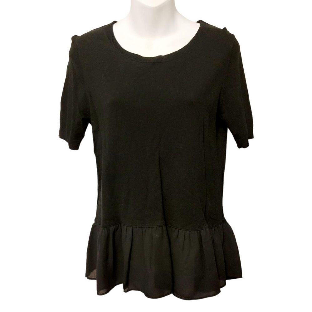 2/$20 Ann Taylor Loft Plain Black Blouse Top Size: Small